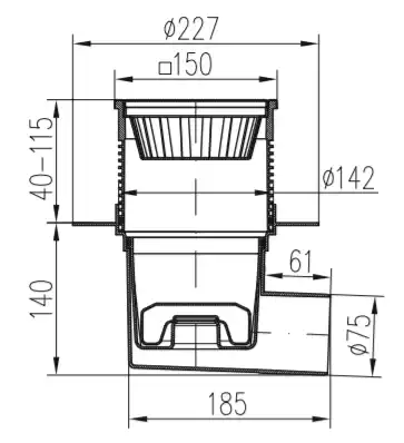 Трап точечный для пола, боковой слив MCH 433VN
