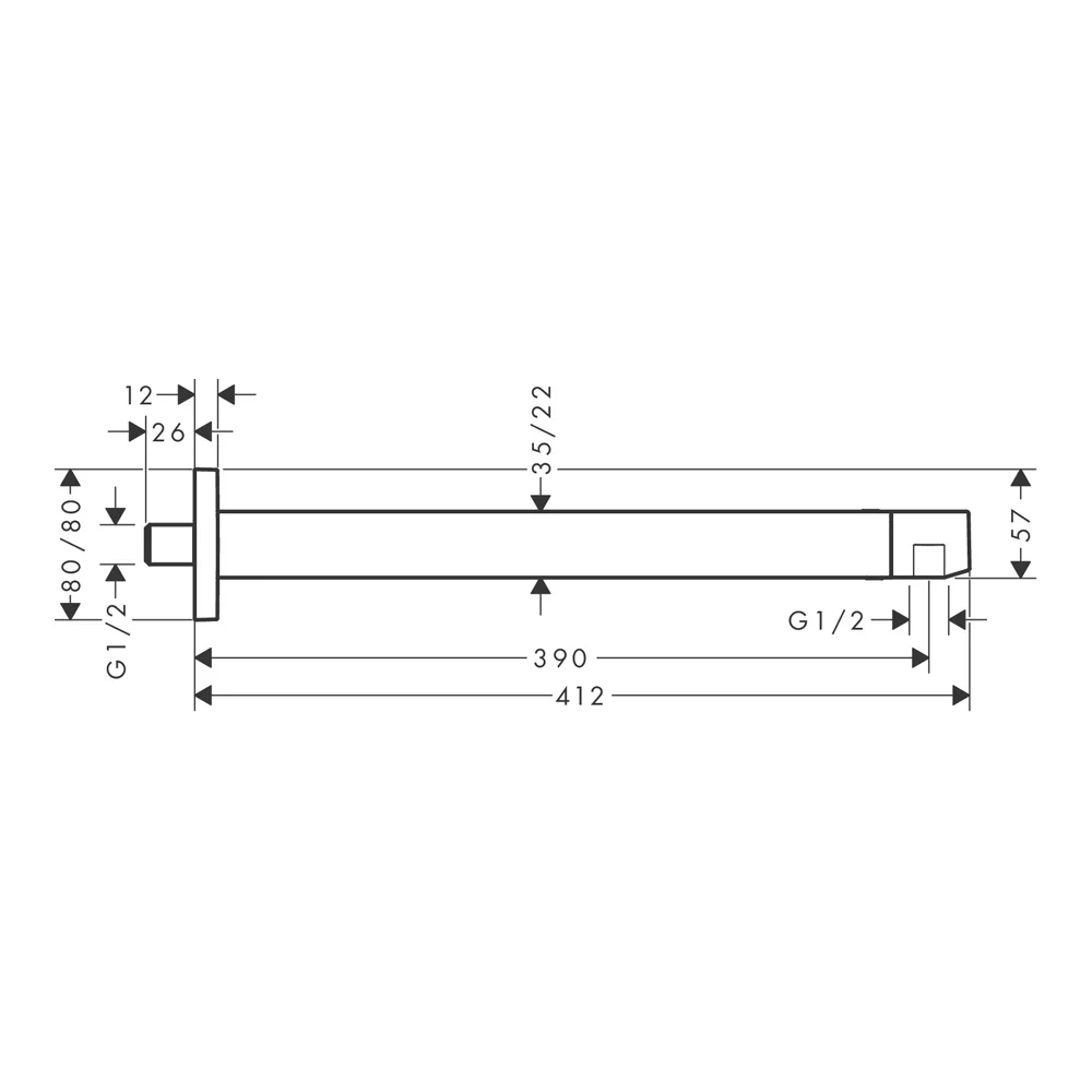 Держатель верхнего душа 390, хром Hansgrohe Pulsify E 1jet 24337000