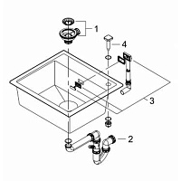 Мойка K700, композитная, 560x510, черный гранит Grohe 31651AP0