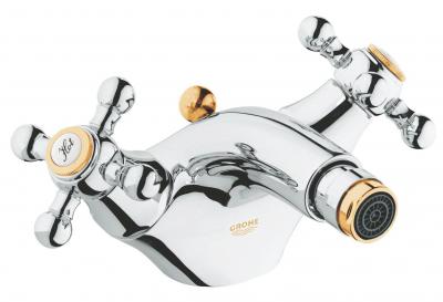 Смеситель для биде с донным клапаном, золото/хром Grohe Sinfonia 24003IG0