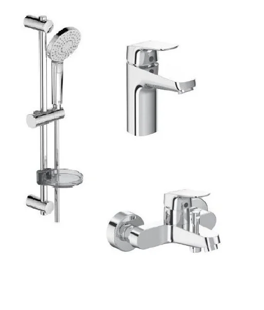 Набор 3в1: смеситель для раковины, ванны, душевой гарнитур, хром Ideal Standard Ceraflex BD001AA