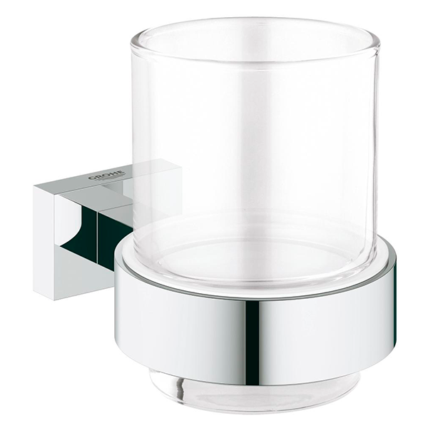 Стакан с держателем, хром Grohe Essentials Cube Glass 40755001