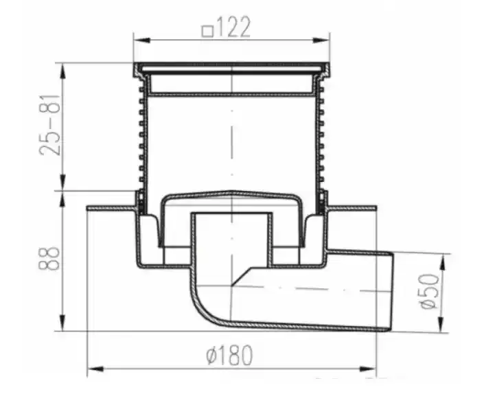 Трап точечный для пола, боковой слив MCH G425NXL