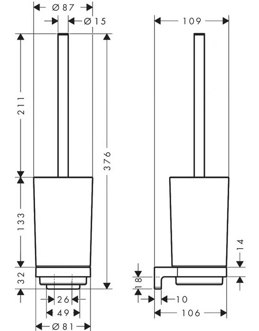 Туалетный ершик, комплект, черный Hansgrohe AddStoris S 41782670