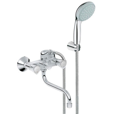 Смеситель для ванны с душевым гарнитуром, длинный излив, хром Grohe Costa S 26792001