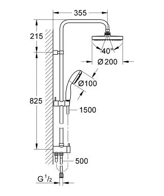 Душевая система с переключателем, без смесителя, хром Grohe Tempesta System 200 27389000