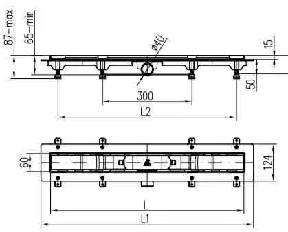Трап линейный для пола, боковой слив MCH CH350K1