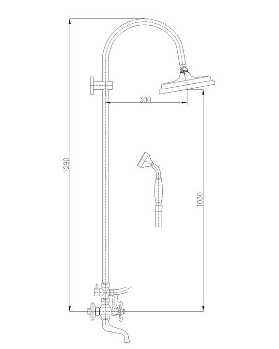 Душевая система со смесителем для ванны, бронза Rav Slezak Morava Retro MK359.5/3LSM