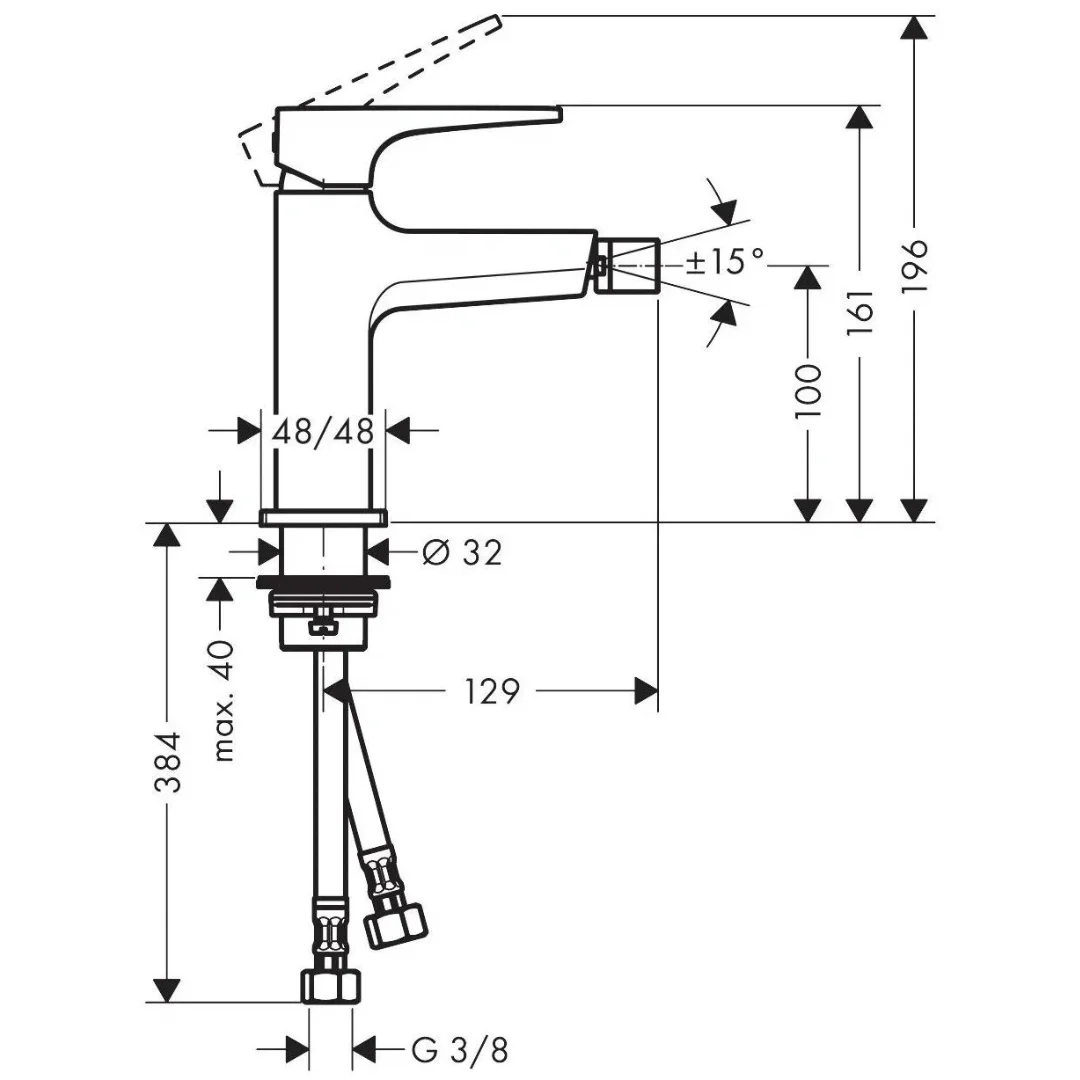 Смеситель для биде с донным клапаном, черный Hansgrohe Metropol 32520670