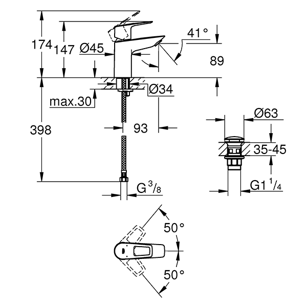 Смеситель для раковины с нажимным донным клапаном, размер S, хром Grohe BauLoop 23878001 | Сантехника в Алматы Смеситель для раковины с нажимным донным клапаном, размер S, хром Grohe BauLoop 23878001