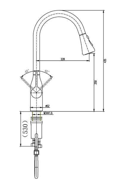 Смеситель для кухни, выдвижной излив, оружейная сталь JOMOO 33138-123/HBS-Z