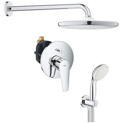 Набор для душа 3в1: смеситель BauEdge, верхний душ и душевой гарнитур Tempesta Grohe 127257