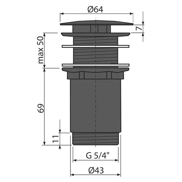 Донный клапан для раковины, черный Alcaplast A396BLACK