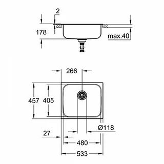 Мойка K200, с корзинчатым вентилем, нержавеющая сталь Grohe 31719SD0