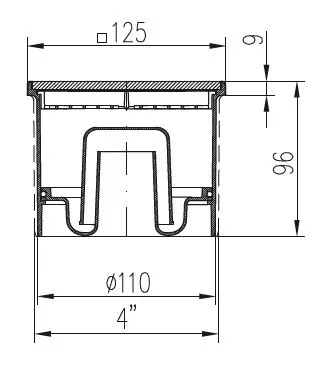 Трап точечный для пола, D50, с рамкой, прямой подвод MCH L1394N