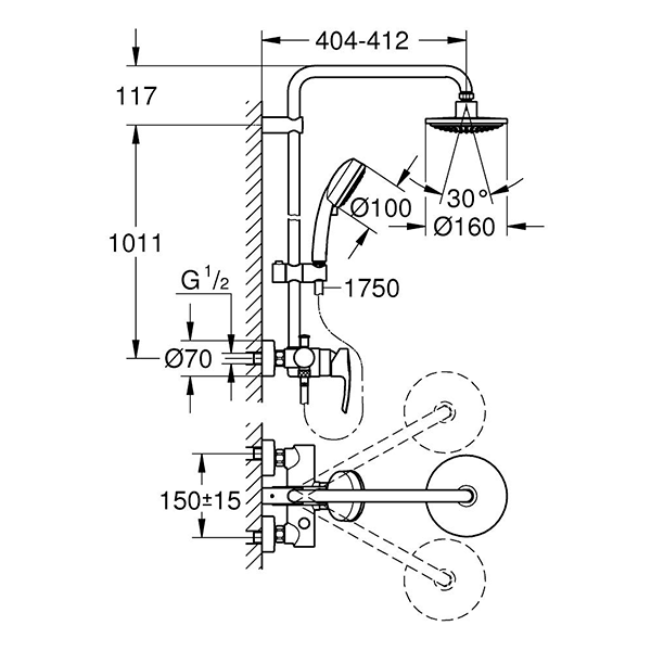 26224000 New Tempesta Cosmopolitan 210 Душевая система  с однорычажным  смесителем 