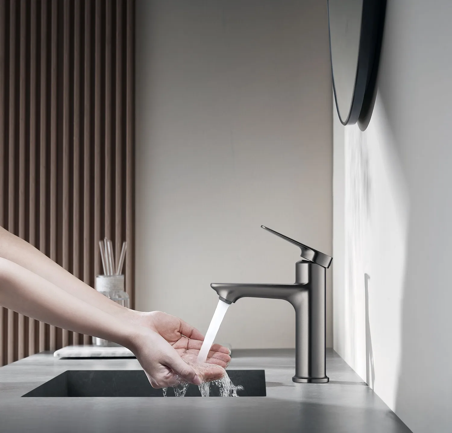 Смеситель для раковины, серый SSWW SATM015A-GA0-1