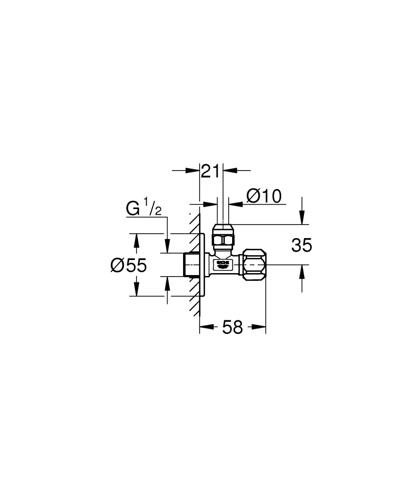 Угловой вентиль для стиральной машины 1/2х1/2 Grohe 22958000