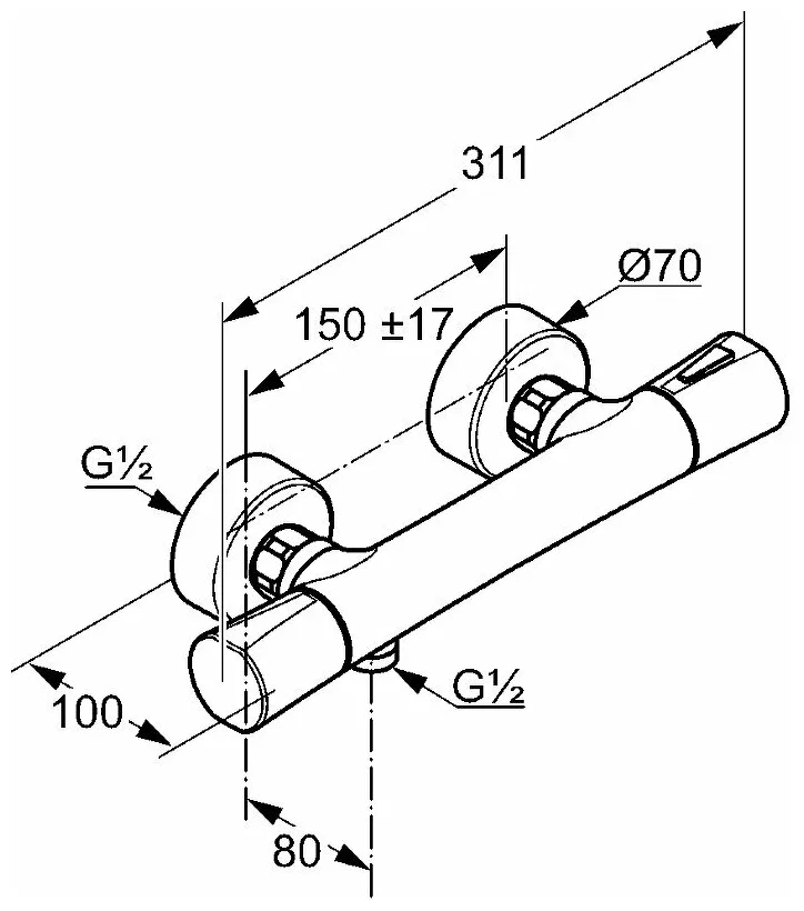 Термостат для душа, хром Kludi Zenta 351000538