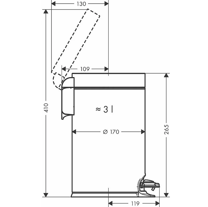Ведро для мусора, хром Hansgrohe AddStoris 41775000