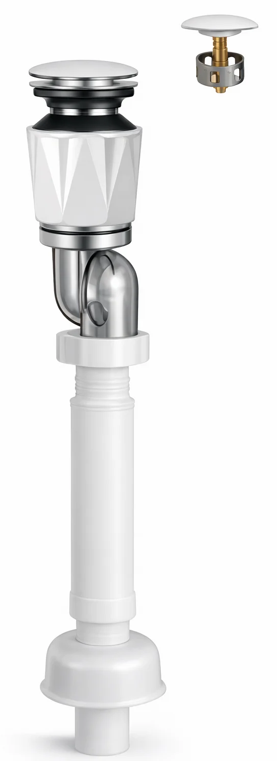 Сифон для раковины с сухим затвором и донным клапаном, хром Baoleelai BLL-N1130A