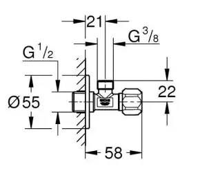 Вентиль угловой 1/2х3/8, хром Grohe 22047000