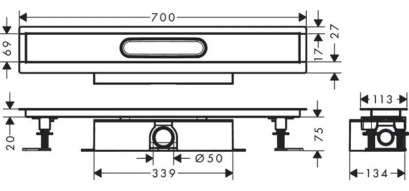 Монтажный комплект для uBox universal 700 Hansgrohe 56023180