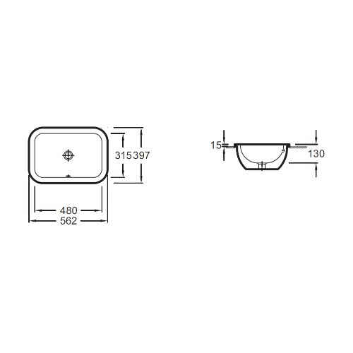 Раковина встраиваемая 56, белая Jacob Delafon Vox EYB102-00