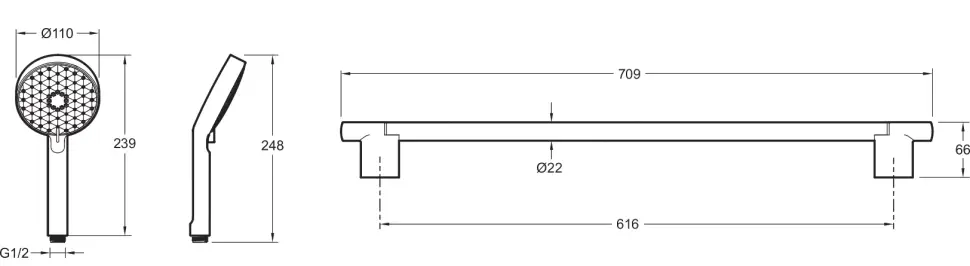 Душевой гарнитур 700, хром Jacob Delafon Awaken E99898-CP