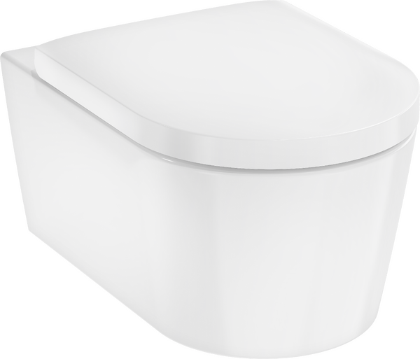 Унитаз подвесной с крышкой-сиденьем с микролифтом, белый Hansgrohe EluPura S 60193450/60148450 | интернет-магазин в Алматы Унитаз подвесной с крышкой-сиденьем с микролифтом, белый Hansgrohe EluPura S 60193450/60148450