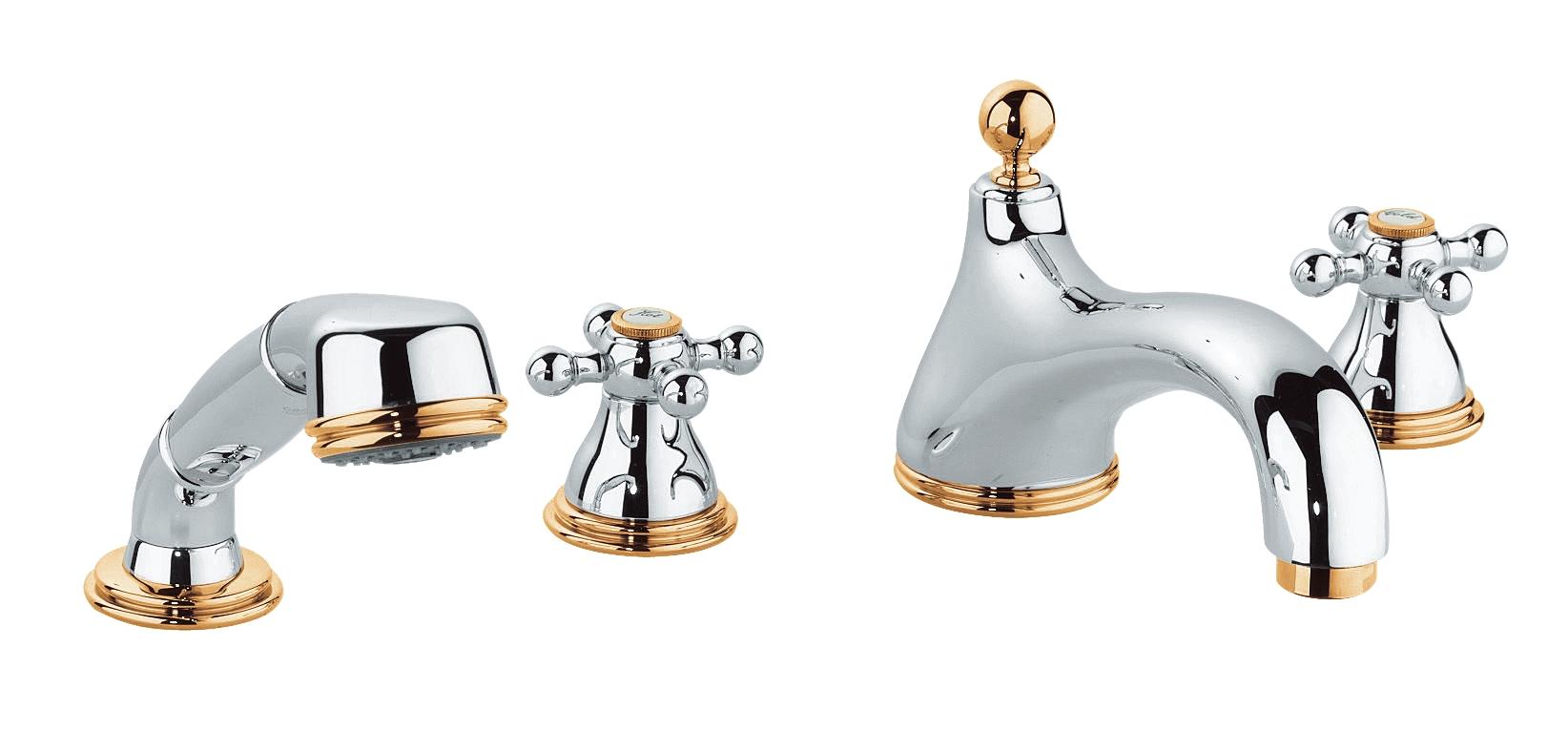 25032IG0 Sinfonia Смеситель на борт ванны, монтаж на 4 отверстия, керамические вентили, золото/хром 