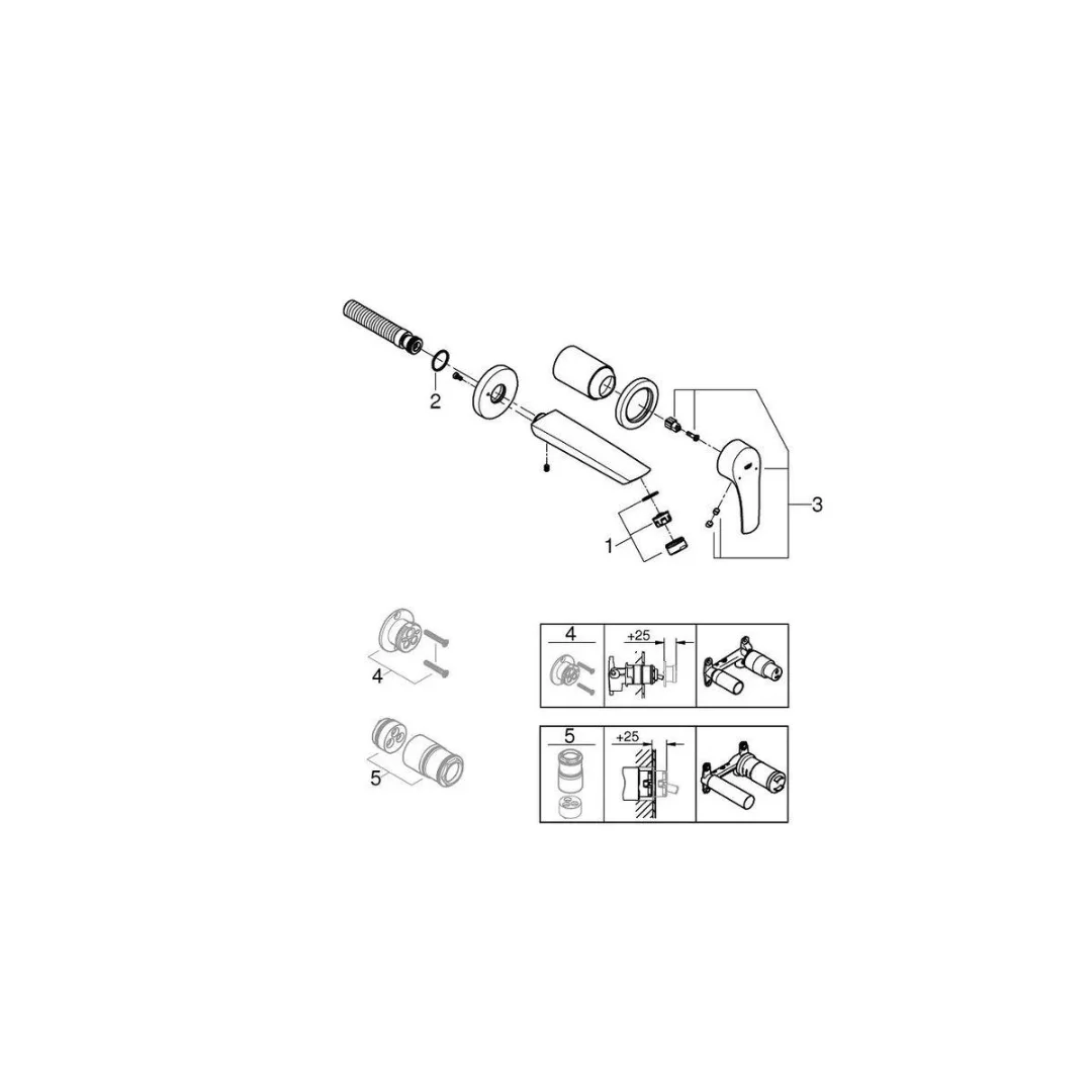 Смеситель для раковины на 2 отверстия, хром Grohe Eurosmart 29337003