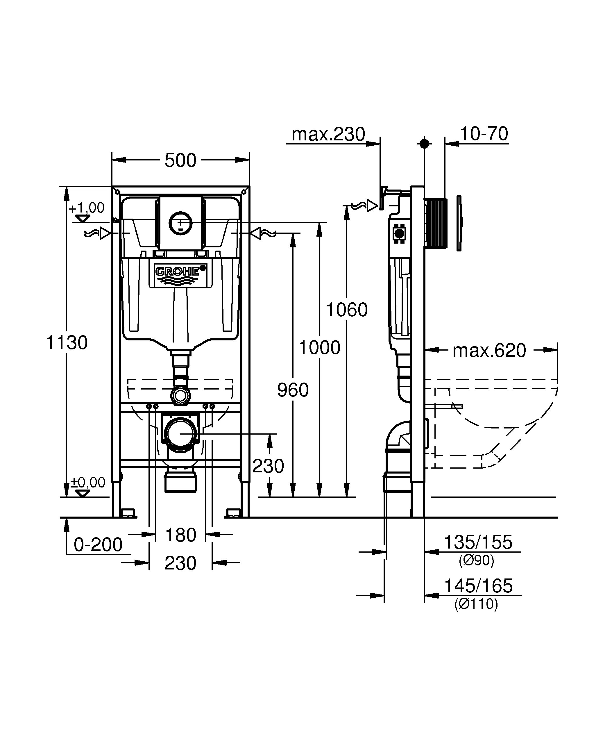 Инсталляция для подвесного унитаза Grohe Rapid SL 38860000