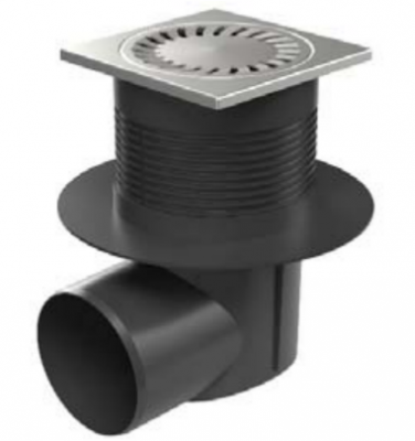 424VN канализационный трап с боковым сливом и воротником (S)