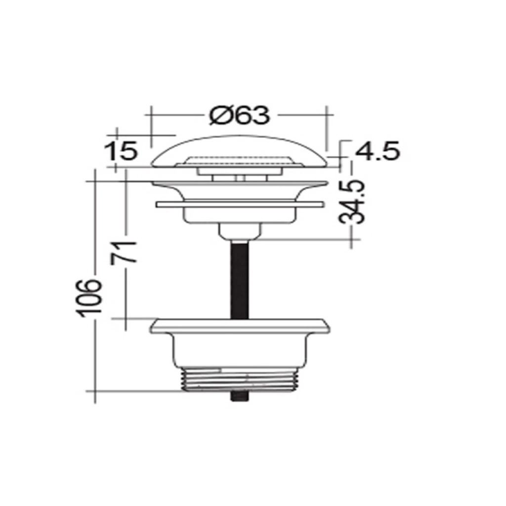 Донный клапан, серый Rak Ceramics DUO000503A