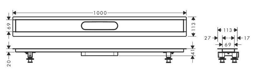 Монтажный комплект 1000 Hansgrohe uBox RainDrain 56014180