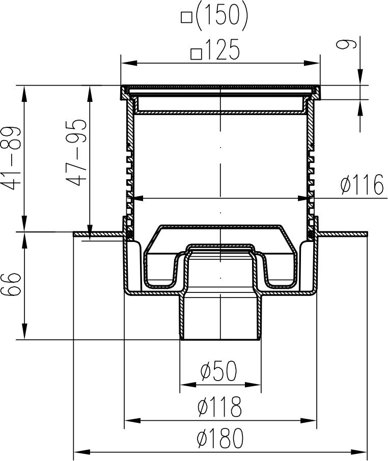 Трап точечный для пола, нижний слив MCH 420XL