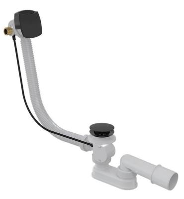 A564BLACK Сифон для ванны автомат с напуском воды через перелив, черный-мат
