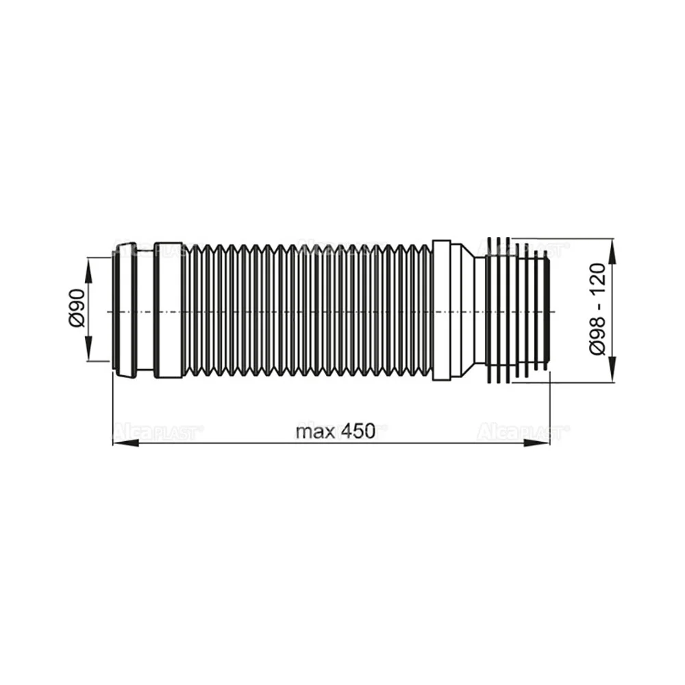 Гибкая подводка для выпуска унитаза DN90/110, универсальная Alcaplast M9006 | Купить в Алматы Гибкая подводка для выпуска унитаза DN90/110, универсальная Alcaplast M9006