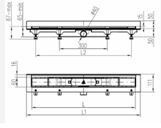 Трап линейный для пола, боковой слив MCH CH350KN3