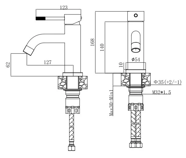 Смеситель для раковины, черный VODA Vessel VSL26B