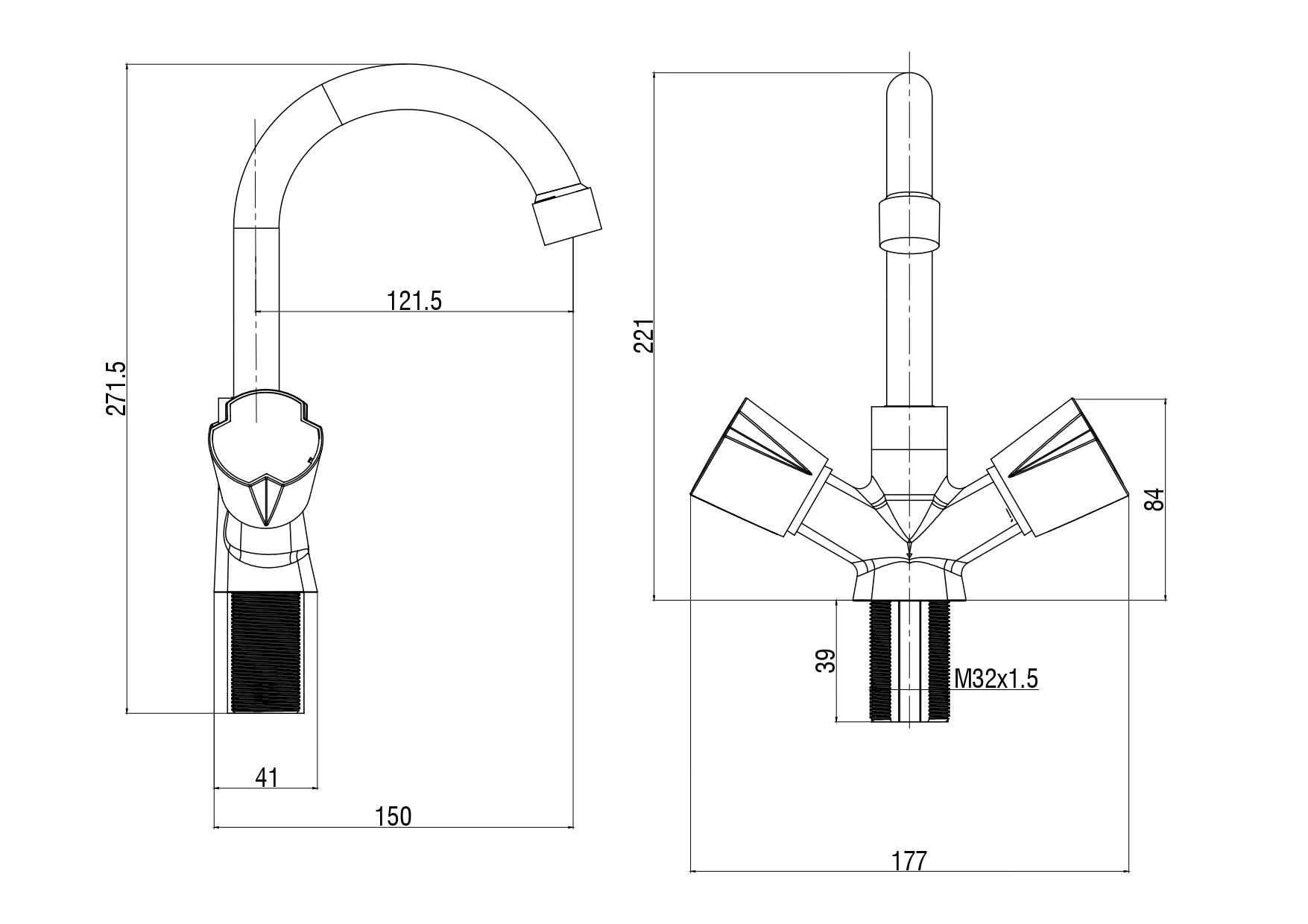 Смеситель для раковины, хром VODA CALM26