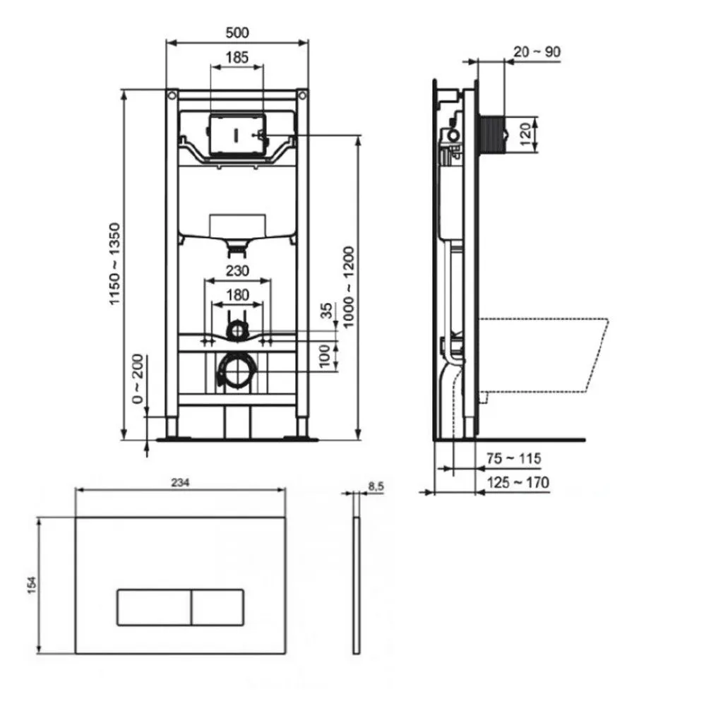 Комплект 4в1: Инсталляция R020467 с панелью смыва, унитаз SSWW CT2076 с крышкой-сиденьем K25051209