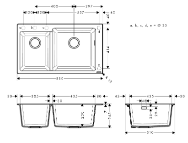 Мойка S51, с 2 чашами, 860x490, графитовый черный Hansgrohe SilicaTec 43317170