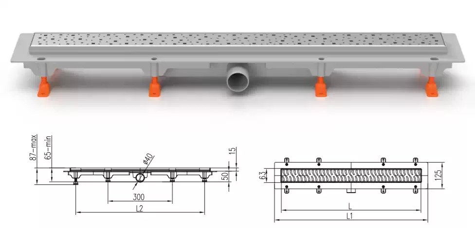 Трап линейный для пола, боковой слив MCH CH550H1