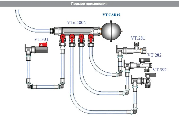 VT.CAR19.I.04001 Бак расш.для компенсации гидроударов 0,162л.(нерж) VALTEC