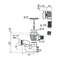 Слив-перелив 70, хром Jacob Delafon E6D159-CP