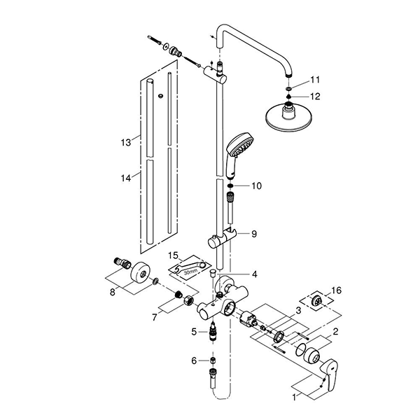 26224000 New Tempesta Cosmopolitan 210 Душевая система  с однорычажным  смесителем 
