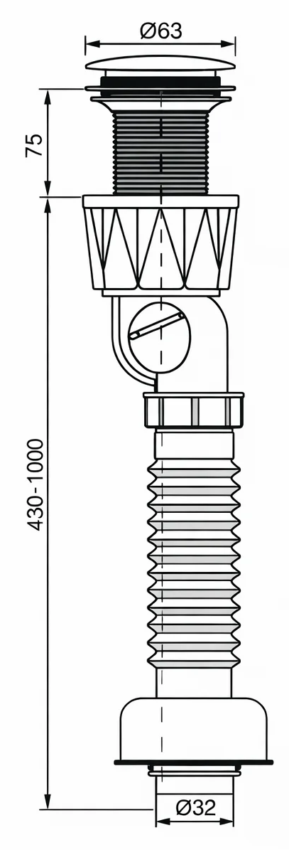 Сифон для раковины с сухим затвором и донным клапаном, хром Baoleelai BLL-N1130A