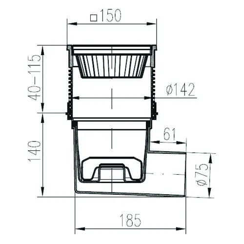 Трап канализационный, боковой слив MCH 333VN